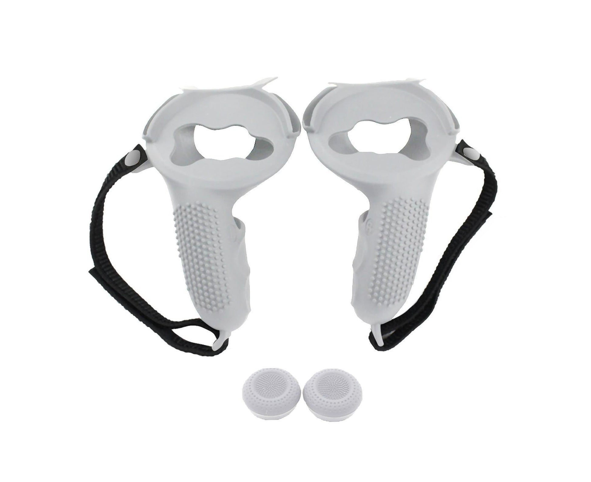 3 in 1 Anti-slip Adjustable Handle Cover Hand Strap Grip Cap Kit for Oculus Quest 2 Controller White