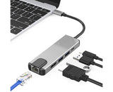 5 in 1 Type C to 4K HDMI-compatible USB 3.0 Charging Hub Adapter Converter for MacBook Pro Silver Grey