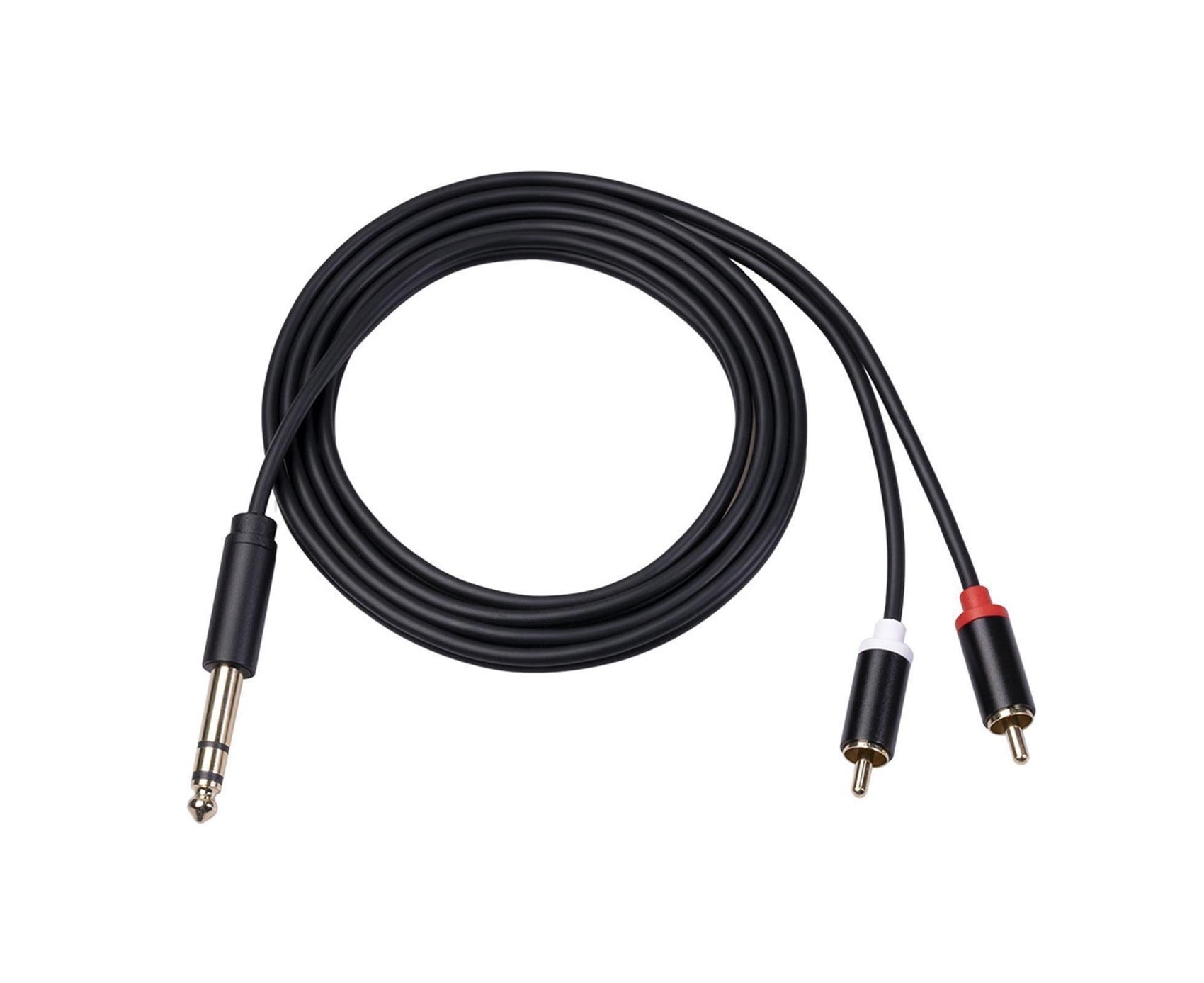6.35mm Male to 2 RCA Male Audio Cable Copper Conductor Stereo Wire Cord for Sound Mixing Console Black