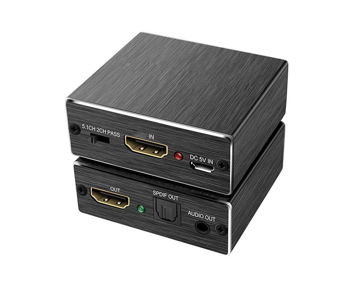 HDMI-compatible to SPDIF+R/L High Clarity Audio Converter Adapter 5.1 Optical Fiber Splitter 4K 2K Black