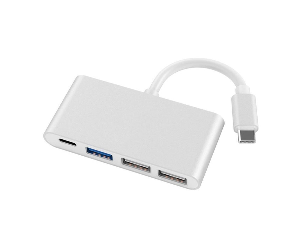 Portable 4 in 1 Type-C to USB 2.0 3.0 Converter Adapter Hub Cable for MacBook Silver