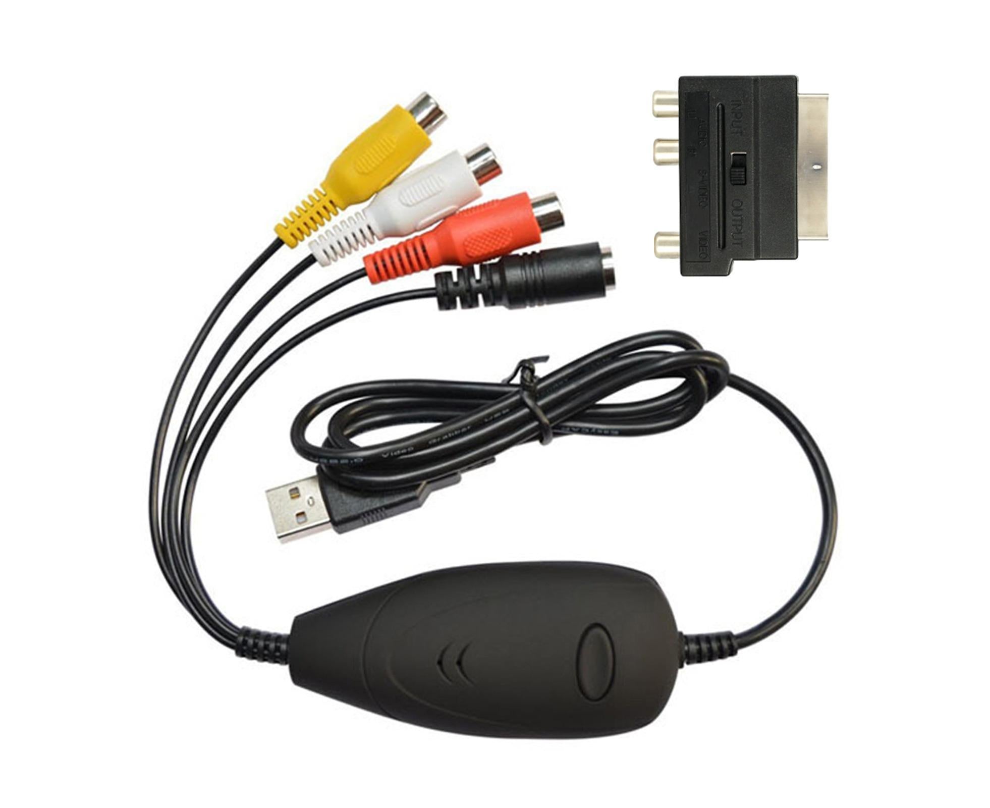 USB 2.0 Video Audio to HDD Converter Capture Card 3RCA Cable Scart RCA Adapter Black