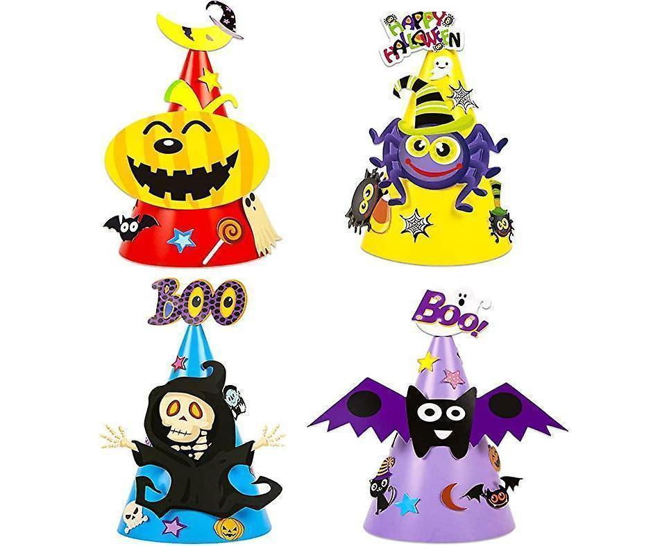 4PC Halloween Party Hat Babies Craft Kit Halloween Party Games Diy Monster Party Decorations