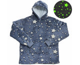 Gray Star Glow in The Dark Oversized Sweatshirt with Pockets Cute Unique Birthday Gift Women Warm Cozy Wearable Blanket
