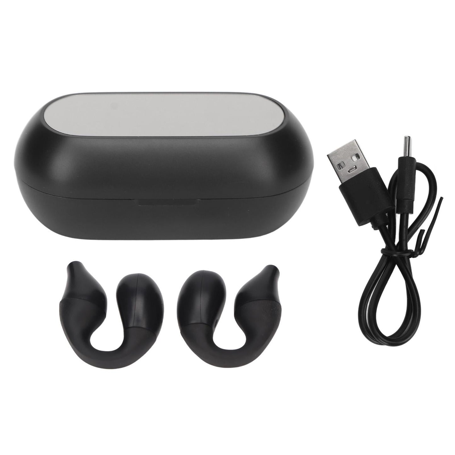 Open Ear Bluetooth Earbuds HiFi Noise Cancelling Waterproof Clip On Wireless Earphone for Cycling Driving Sports
