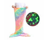 Mermaid Blanket Glow in The Dark Sleeping Bag Babies Birthday Gift Daughte-Pink Purple