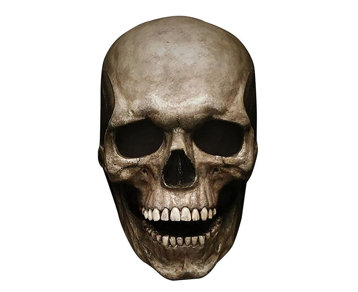 Unisex Creepy Halloween Skull Mask with Moving Jaw Entire Head Full Head Latex Helmet - Dark