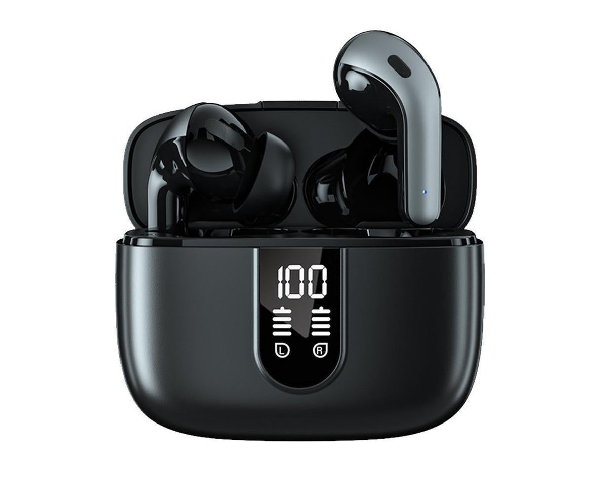 True Wireless Earbuds - LED Power Display - Bluetooth Earphones with Charging Case and Mic