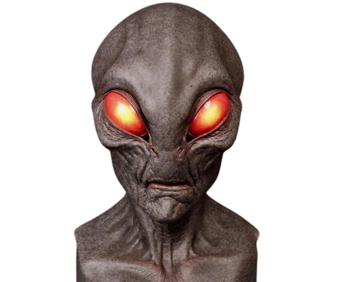 Unisex Halloween Independence Station Alien Mask Horror Headgear UFO Latex Prop - Black