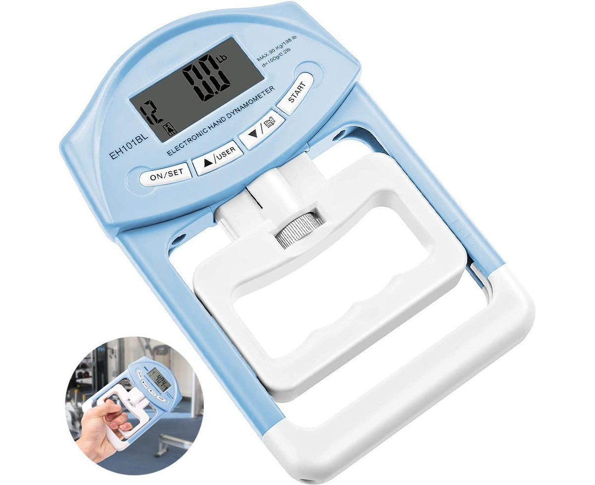 Digital Hand Dynamometer Grip Strength Measurement Meter Auto Capturing Electronic Hand Grip Power - Blue