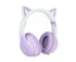 Cat Ear Bluetooth Gaming Headphones Wireless Foldable Music Headset with LED Light Detachable Microphone 3.5mm Cable Purple