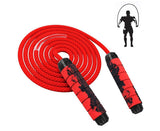 Weighted Jump Rope for Adult Fitness - Long for Cardio Exercise Workouts, Non-Slip Handles - Red