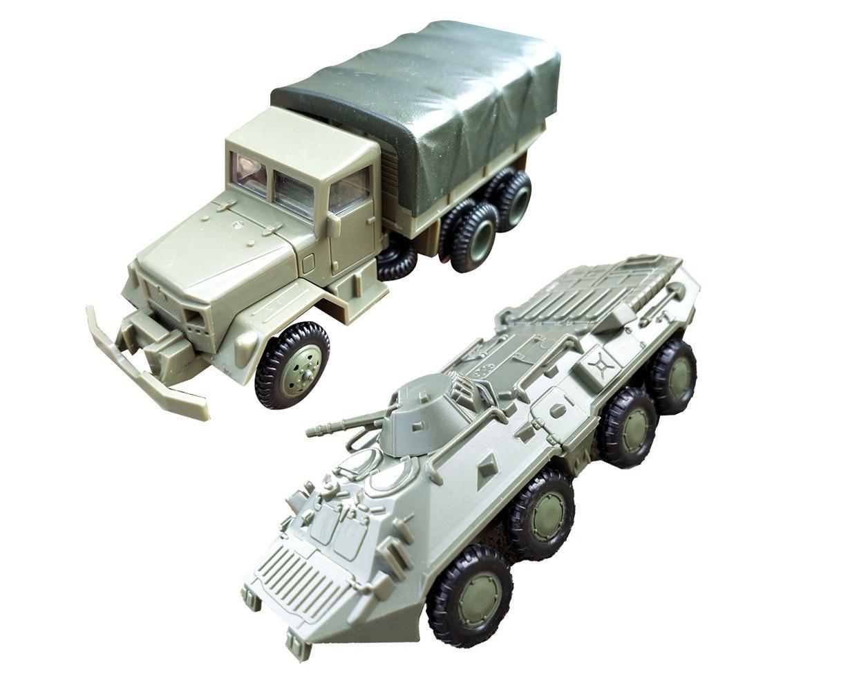 2Pcs/Set 1/72 M35 Truck BTR-80 Cavalry Carrier Model DIY Assembly Craft Boy and Girls Toy