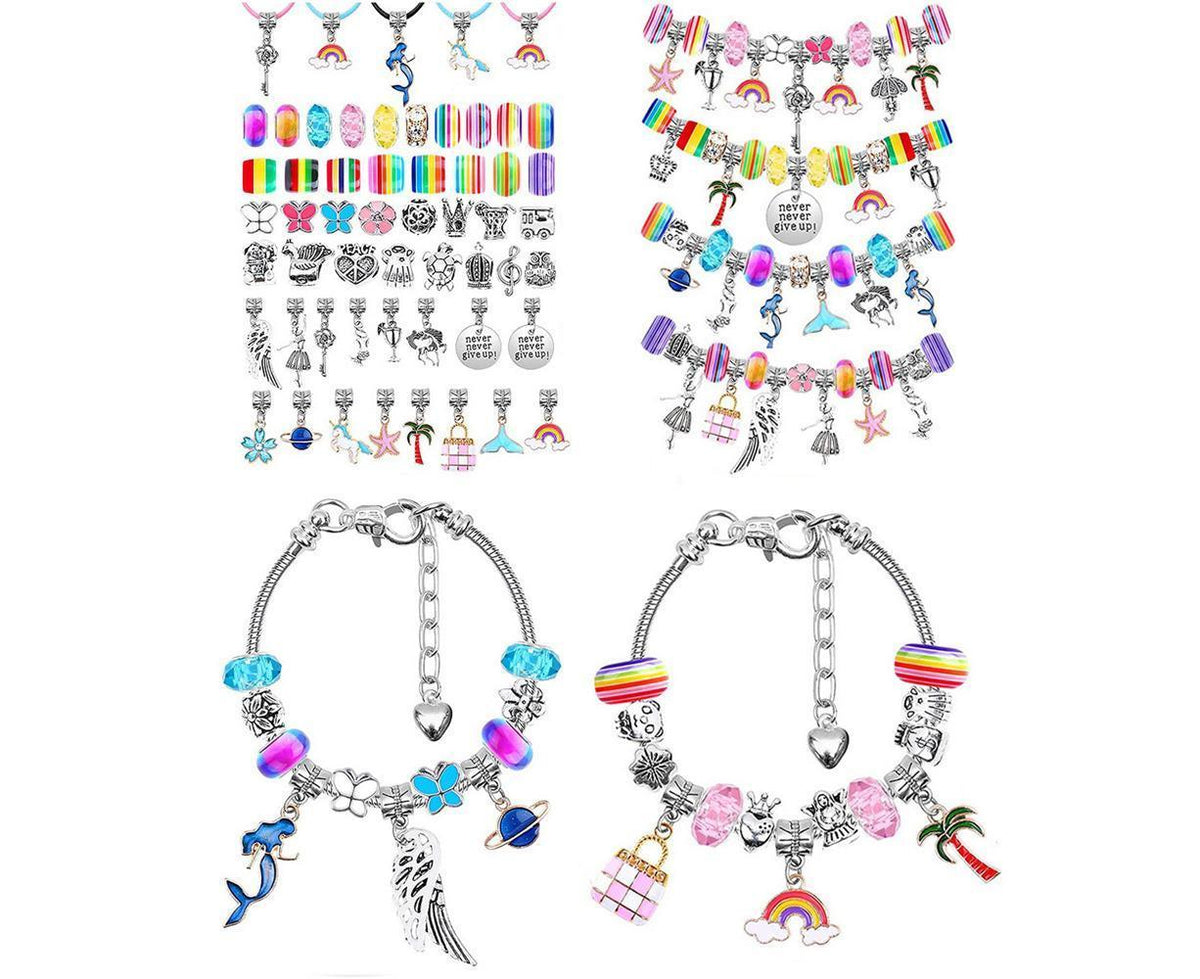112pcs DIY Charm Jewelry Beads Crafts Bracelet Making Kit Gifts for Girls Xmas