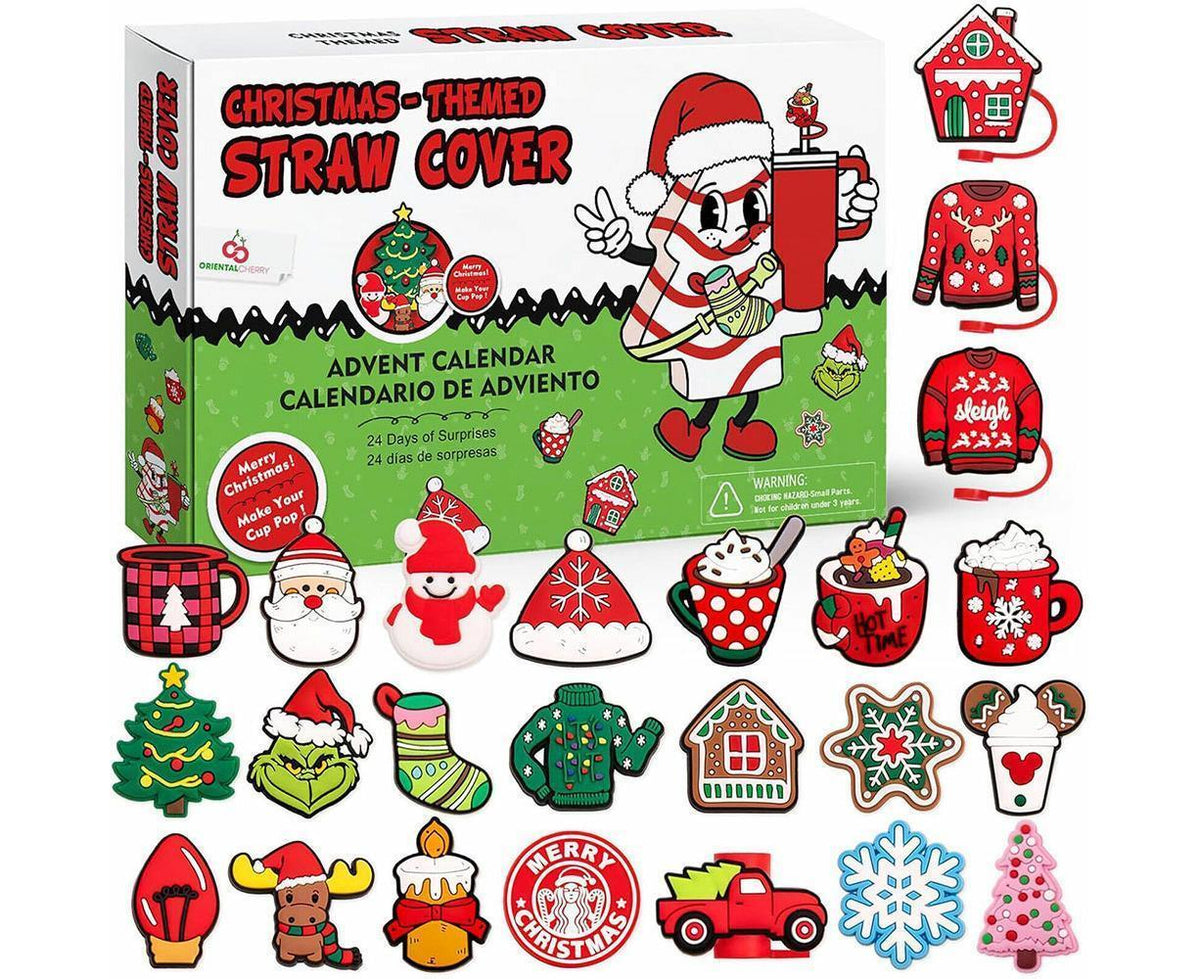 2024 Advent Calendar 24 Days of Christmas Surprises with 10mm Straw Toppers
