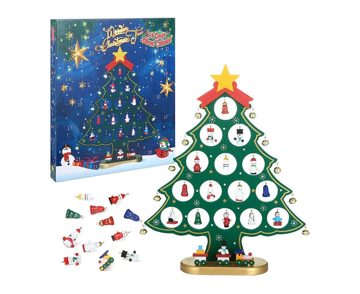Christmas Tree Advent Calendar 24 Days Countdown to Christmas Tabletop Wooden Advent Calendar Tree