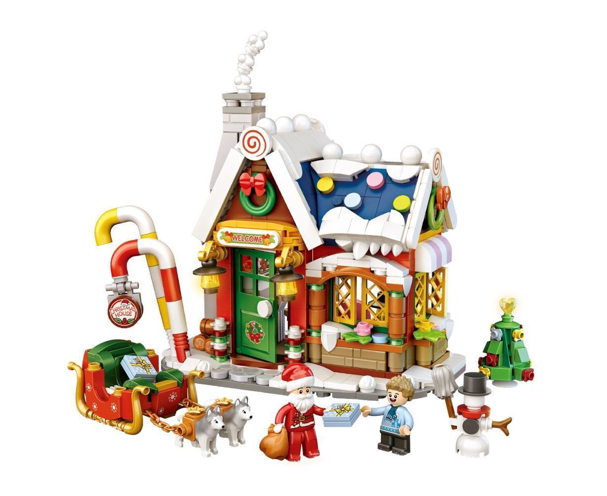 Christmas House Tree Santa Claus Snowman Mini Building Block Educational Toys Christmas Gift for Boy and Girls