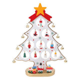 Funny Desktop Wooden Christmas Tree Decor Set with 10 Mini Ornaments - White
