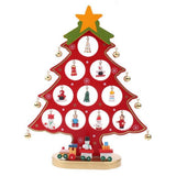 Funny Desktop Wooden Christmas Tree Decor Set with 10 Mini Ornaments - Red