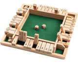 Wooden Board Game, 4 Players Shut The Box Dice Game Mathematics Traditional Pub Board Dice Game Travel board game