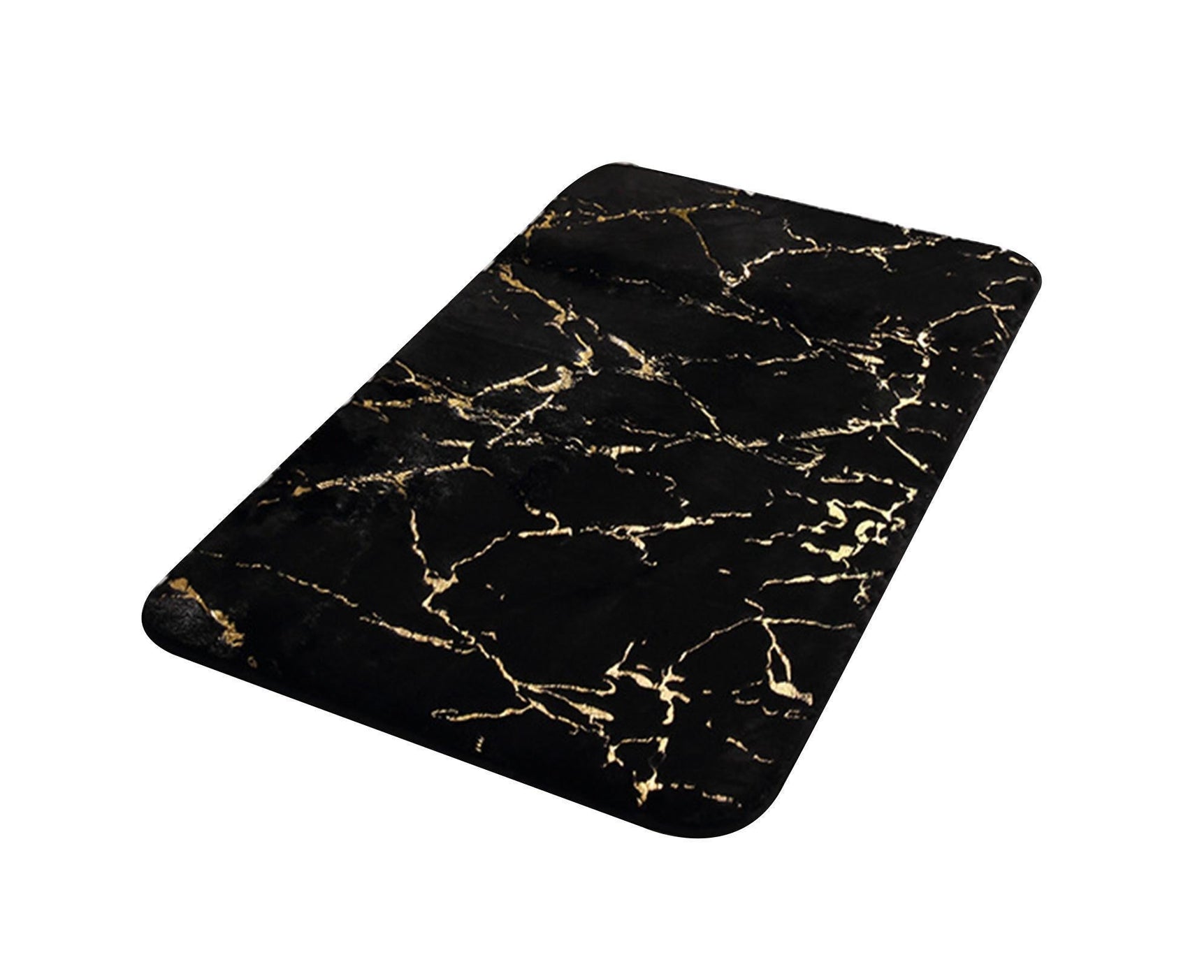 Floor Mat Anti-slip Water Absorbent Polyester Rectangular Door Carpet Cushion for Daily Use-Black 50*80cm
