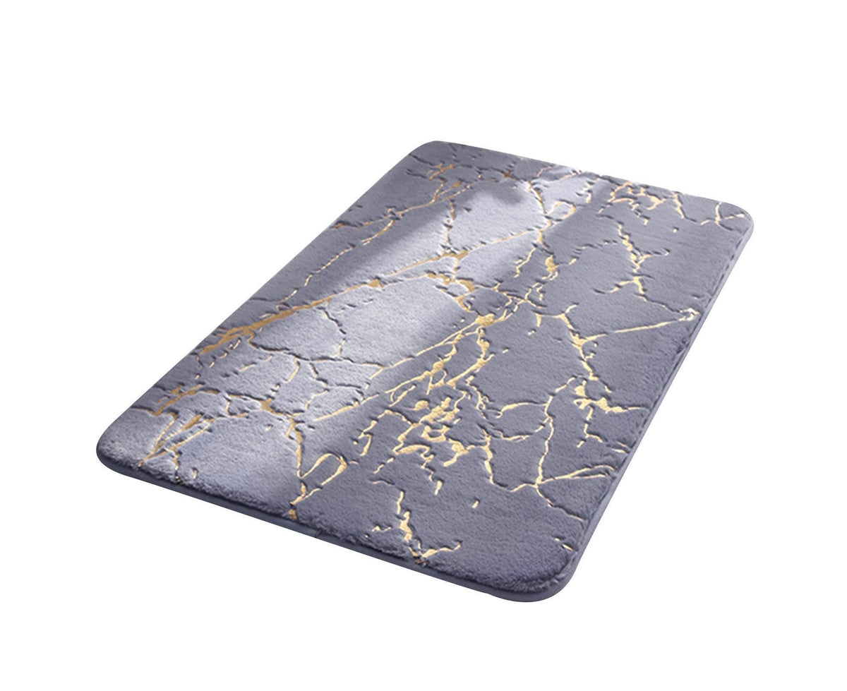 Floor Mat Anti-slip Water Absorbent Polyester Rectangular Door Carpet Cushion for Daily Use-Grey 50*80cm