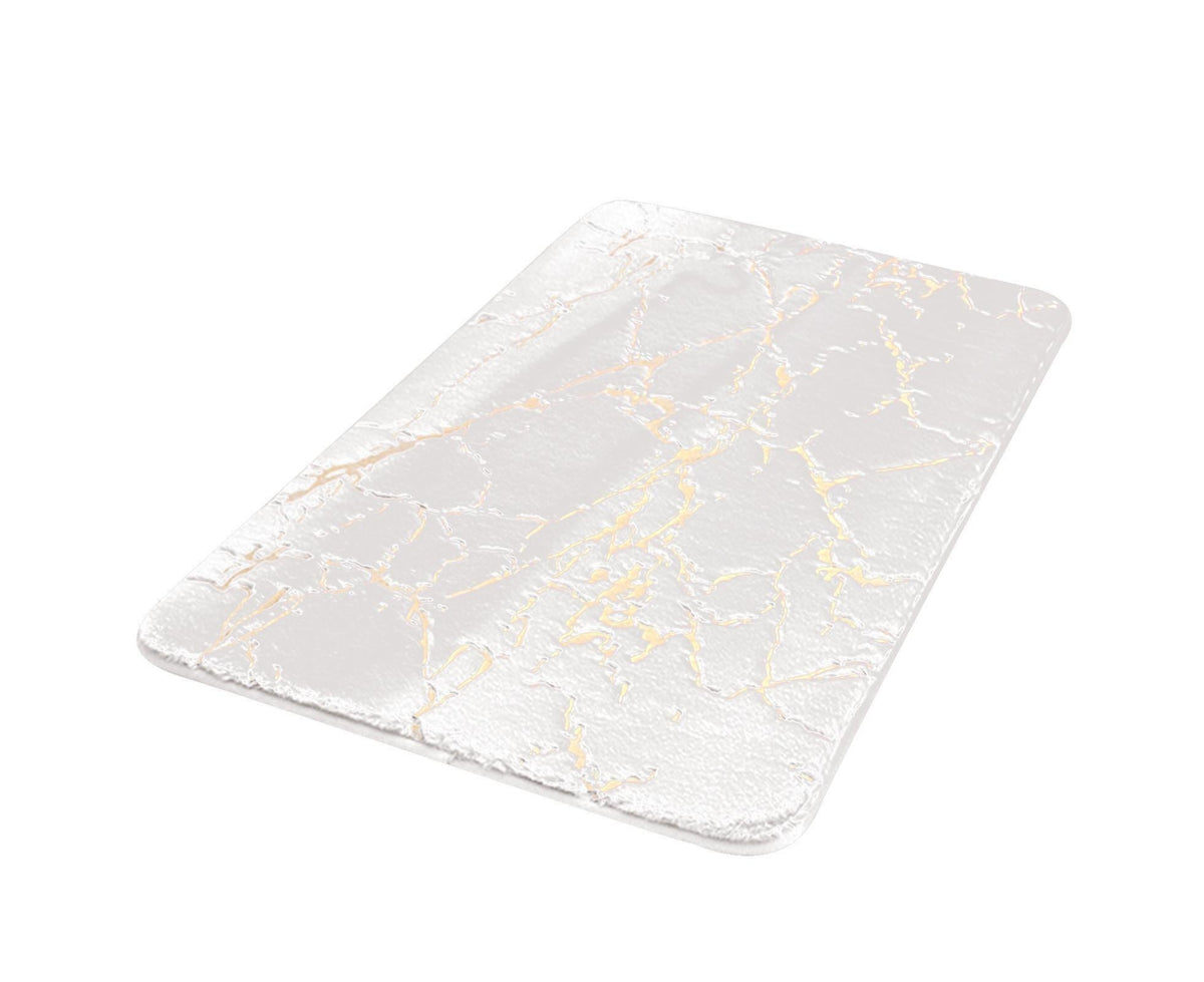 Floor Mat Anti-slip Water Absorbent Polyester Rectangular Door Carpet Cushion for Daily Use-Milky White 50*80cm