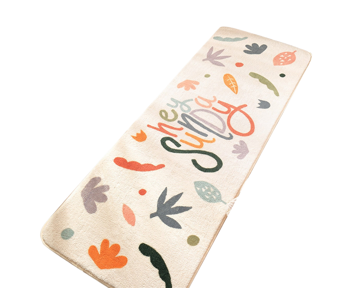 Floral Print Anti Slip Carpet Floor Mat Rug Cushion Bedroom Living Room Decor-60*160cm