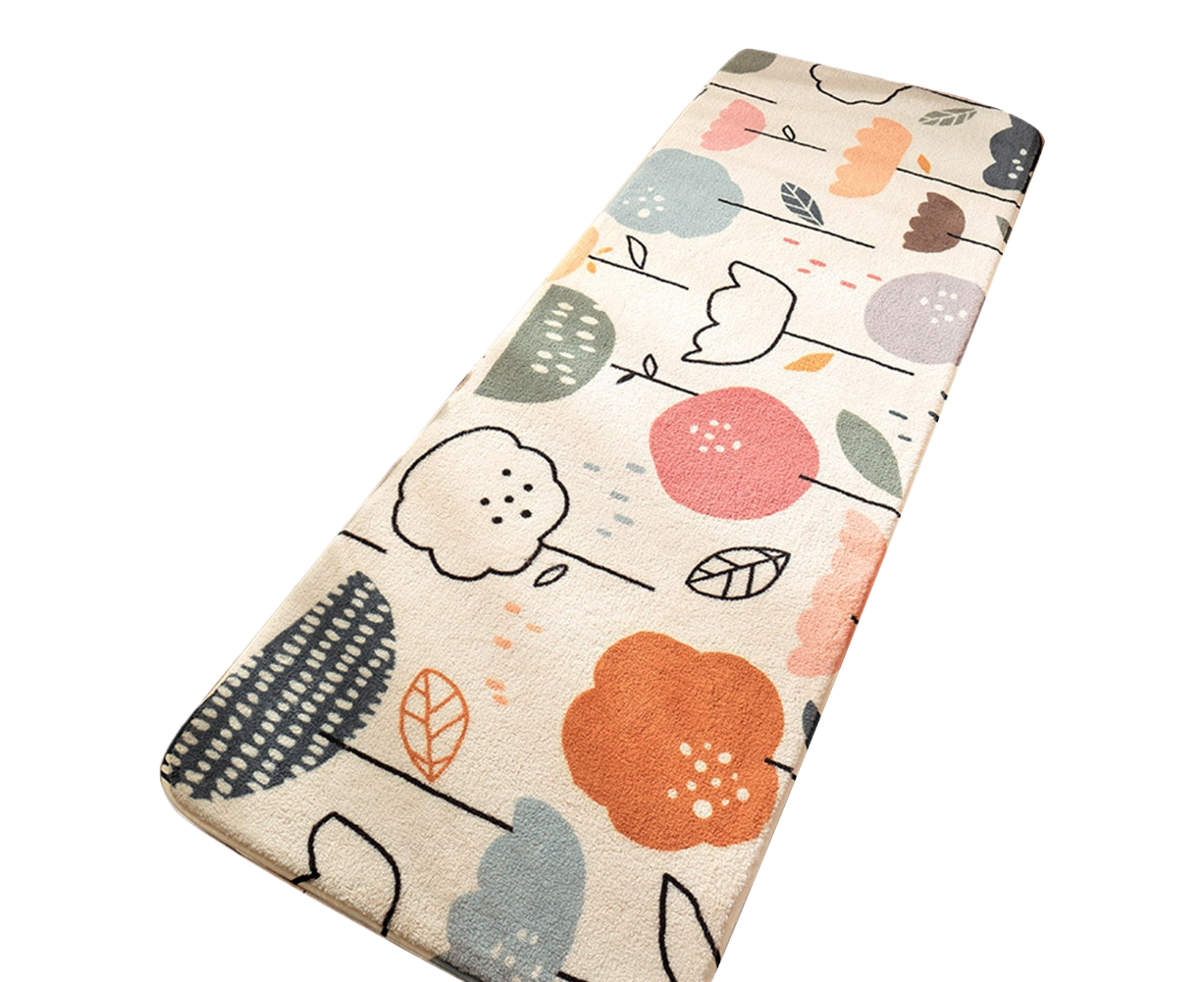 Floral Print Anti Slip Carpet Floor Mat Rug Cushion Bedroom Living Room Decor-60*160cm