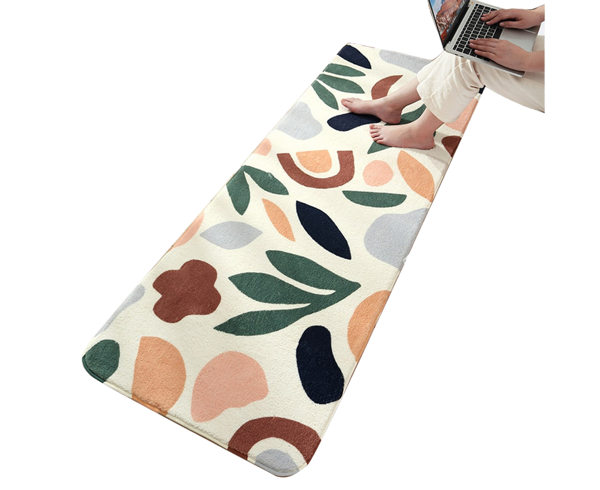 Floral Print Anti Slip Carpet Floor Mat Rug Cushion Bedroom Living Room Decor-60*160cm
