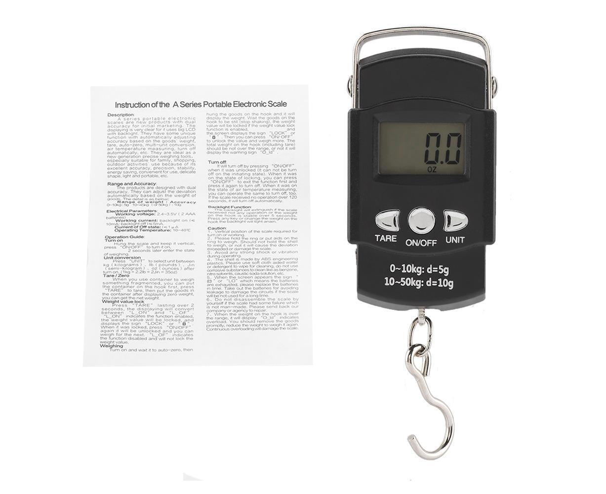 50KG/10G Portable Electronic LCD Digital Weight Scale with Tape Measure Hook
