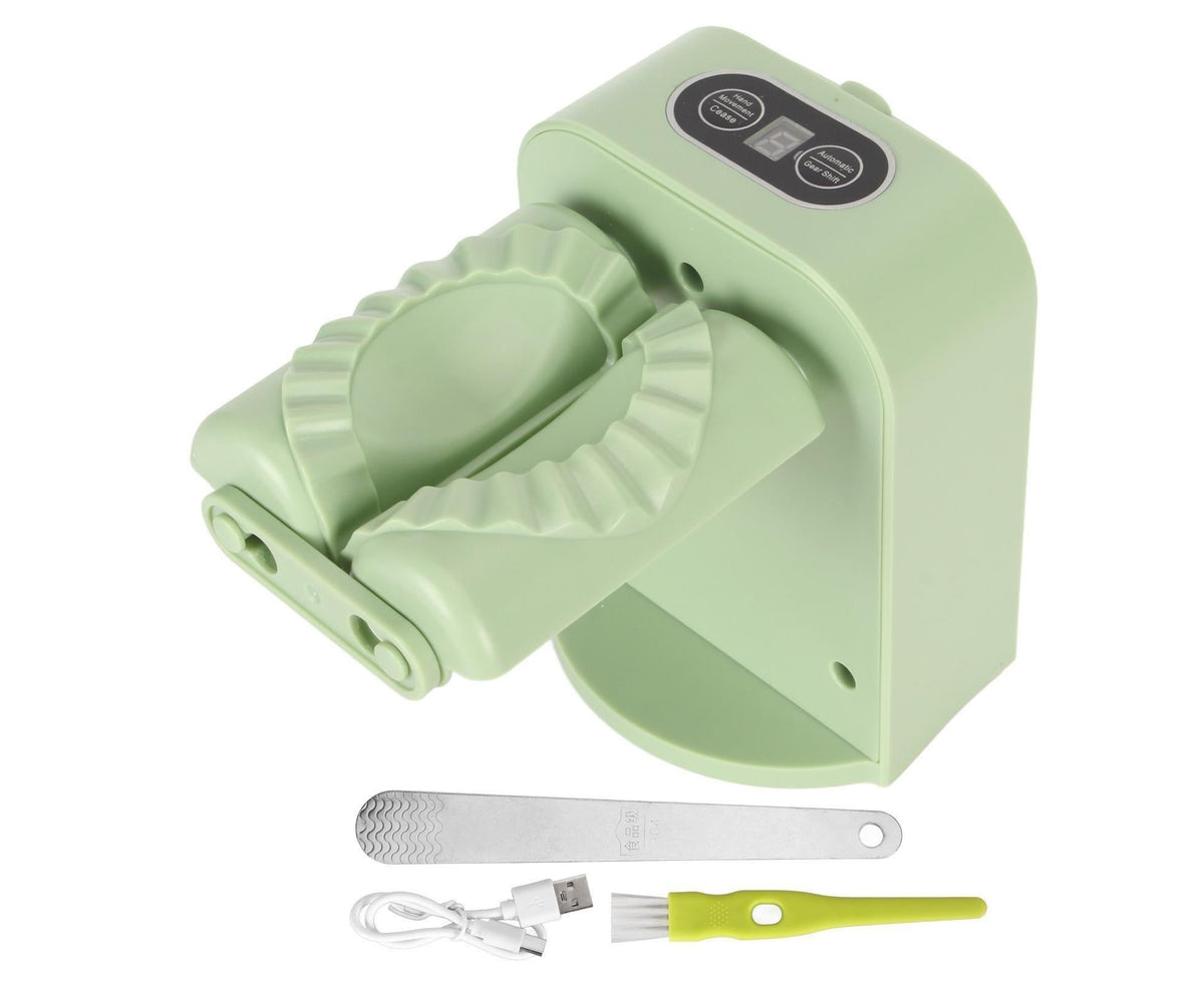 Electric Dumpling Maker Machine Automatic Easy Dumpling Machine with Spoon Brush Household Automatic Dumpling Wrapper Tool Green
