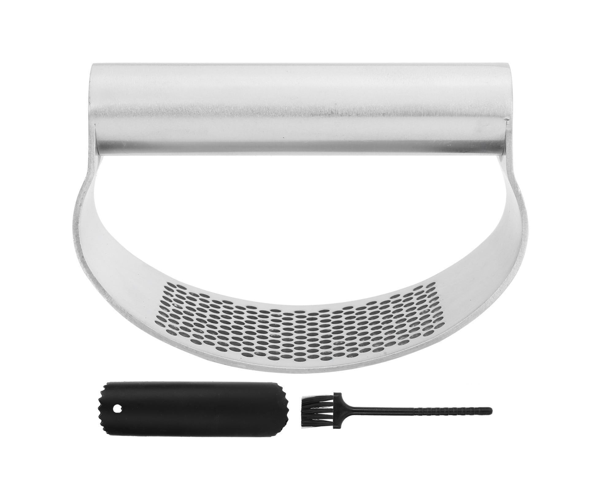 Manual Garlic Press Masher Crusher Squeezer with Brush Peeler Kit Kitchen Gadget Set