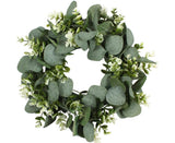 Artificial Eucalyptus Wreath for Front Door, Spring Summer Green Leaf Wreath for Farmhouse Wall Wedding Decor - Green - 33CM