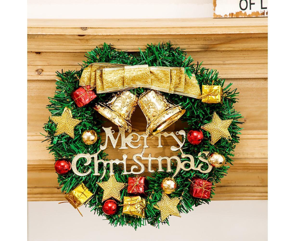 Christmas Wreath for Front Door, Pre-lit Xmas Wreath Decorated with Ball Ornaments, Pine Cones, Berries, for Wall Windows Home Outdoor Decor