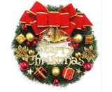 Christmas Wreath Merry Christmas Front Door Ornament Wall Artificial Pine Garland for Party Decor - red - 30cm