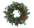 Christmas Wreath Winter Wreath with Red Jingle Bells and Berries Door Wreath with Artificial Snow Christmas Decorations with Pine Branches - 30CM