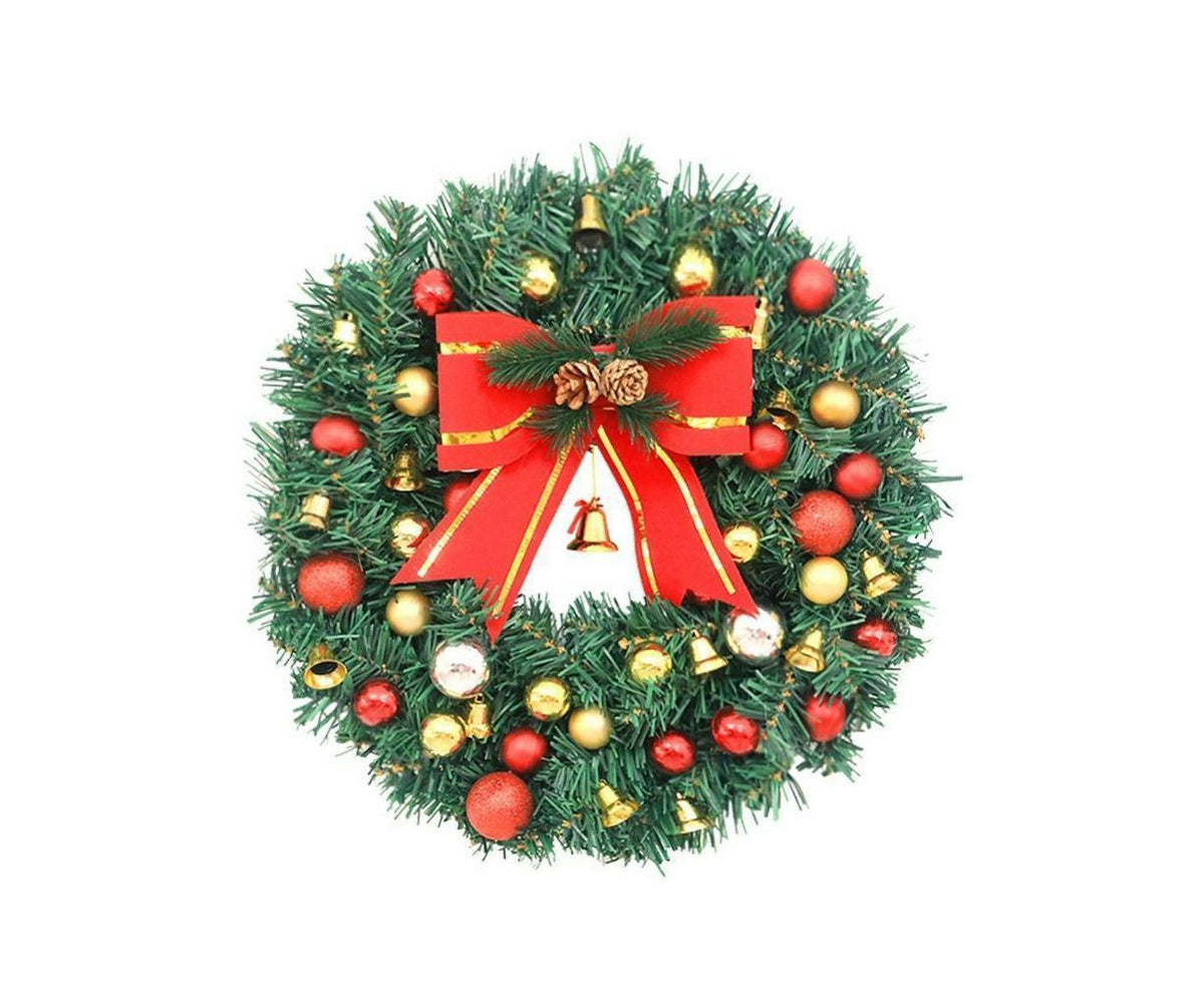 Christmas Wreath, Artificial Winter Christmas Red Wreath, Front Door Christmas Wreath for Indoor Outdoor Home Office Wall Wedding - B - 40cm