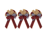 Fall Bow Wreath Thanksgiving Wreath Burlap Bow Fall Orange Pumpkin Wreath Bow Decor Buffalo Plaid Bow Tree Topper for Indoor Outdoor 3PCS