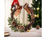 Farmhouse Wreath Boho Wreath, Artificial Pine & Golden Bell Wreath, Tree Hanging Garland Holiday Wreath