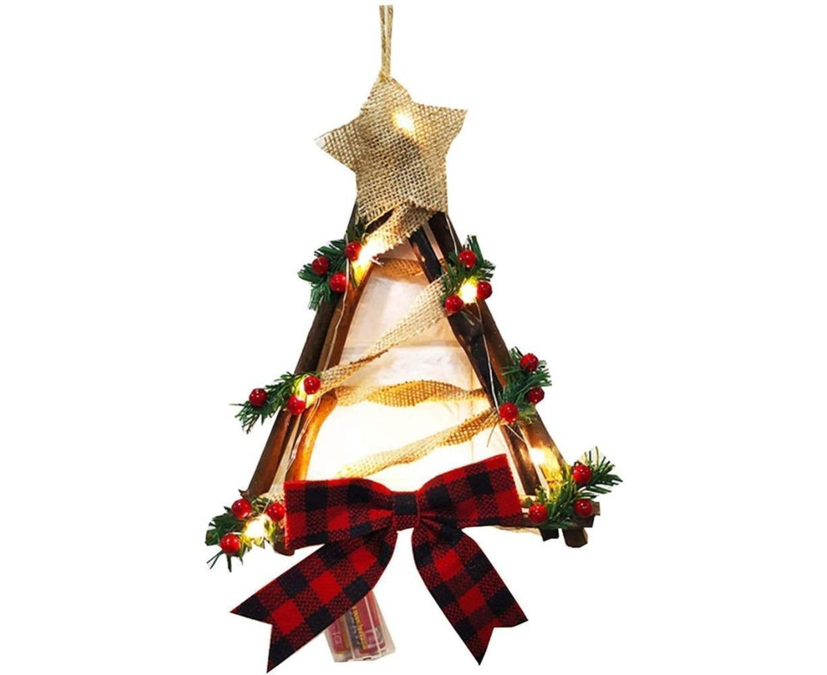 Lighted Christmas Wreath Decoration, Grapevine Wreath for Front Door Home Garden Wall Decor