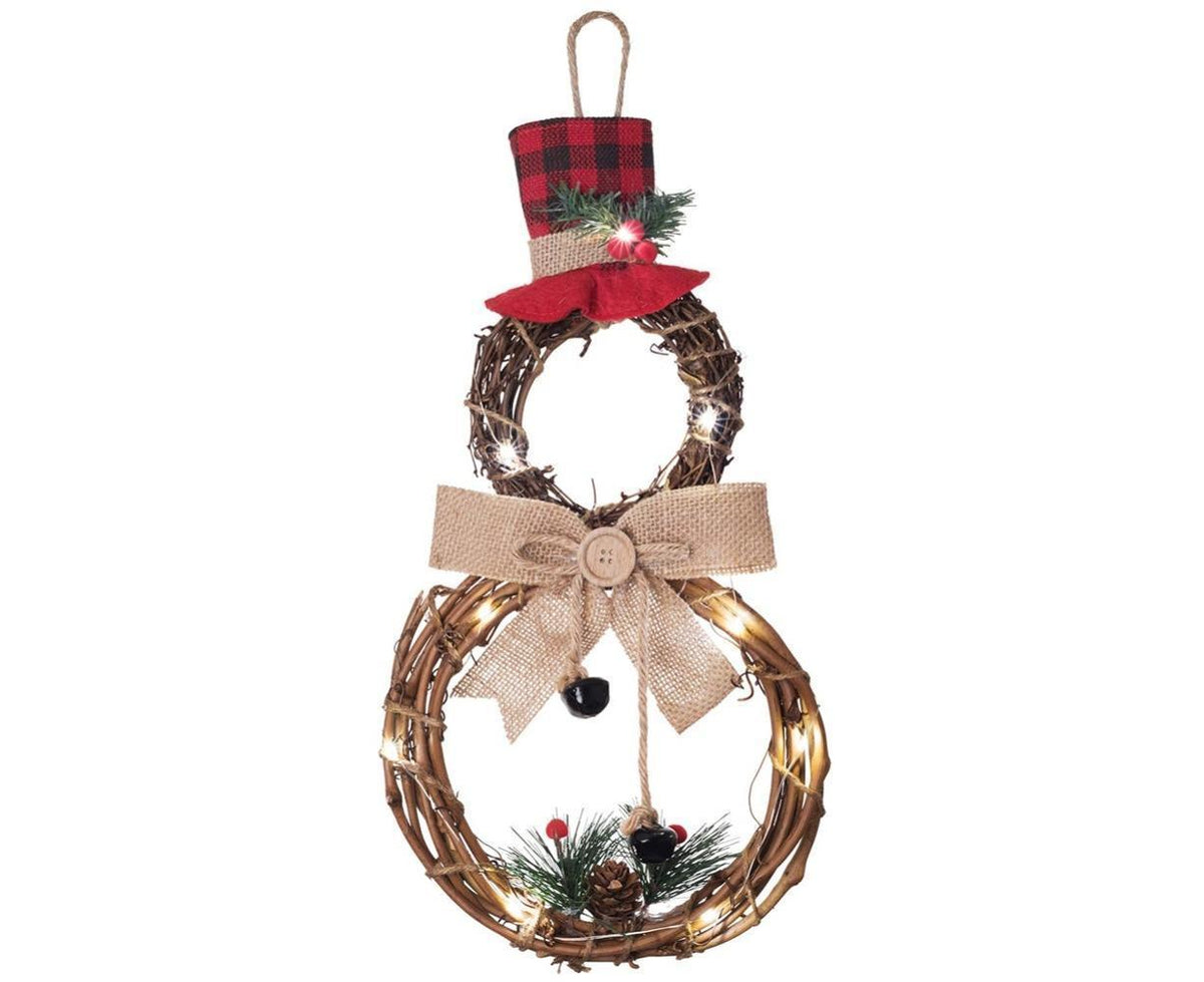 Lighted Christmas Wreath Decoration, Grapevine Wreath for Front Door Home Garden Wall Decor