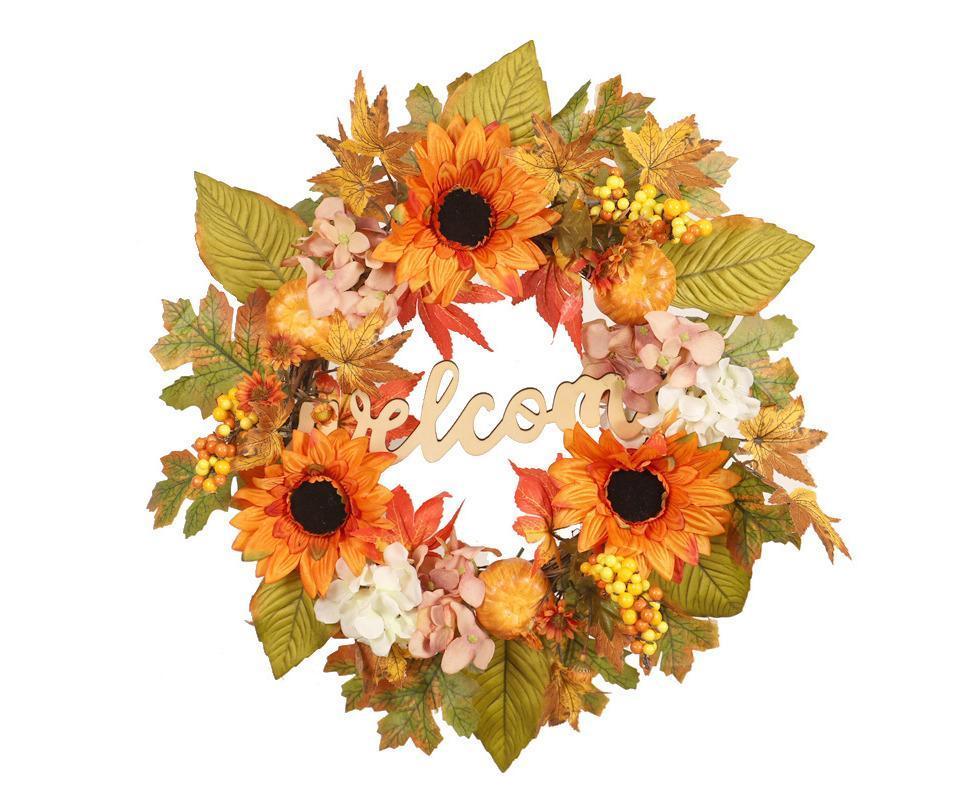 45cm Fall Wreath - Thanksgiving Wreath, Artificial Fall Garland, Welcome Wreath Decorations