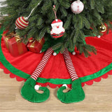 48 Inch Elf Christmas Tree Skirt with Candy Striped Legs and Wavy Trim, Christmas Decoration