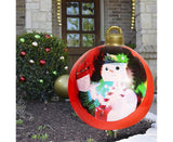 60cm Giant Inflatable Christmas Ball, PVC Decoration Ball for Outdoor, Holiday, Patio, Porch (Red Stripes)