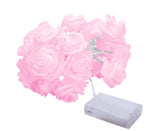 1 String Fairy Light High Brightness Realistic Battery Operated Beautiful LED Rose Flower Holiday Supplies - Pink