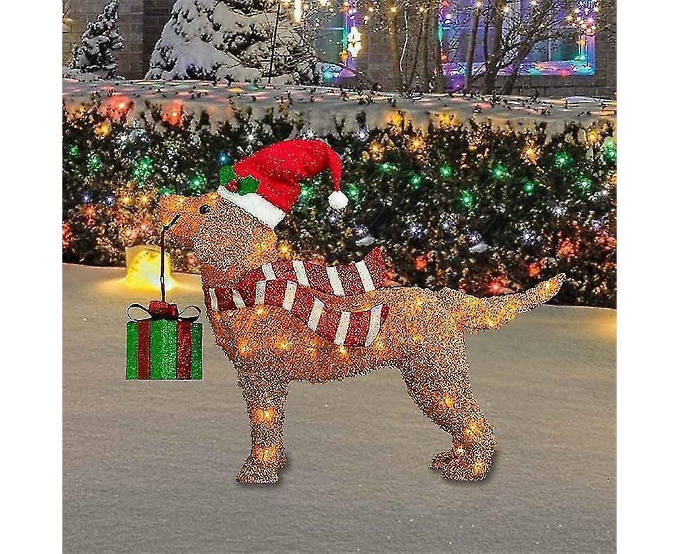 2D Christmas Dog With Led Lights Yard Decoration With Acrylic Garden Stake