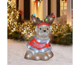 2D Christmas Dog With Led Lights Yard Decoration With Acrylic Garden Stake