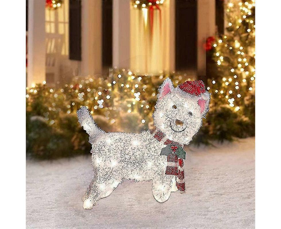 2D Christmas Dog With Led Lights Yard Decoration With Acrylic Garden Stake