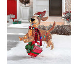 2D Christmas Dog With Led Lights Yard Decoration With Acrylic Garden Stake